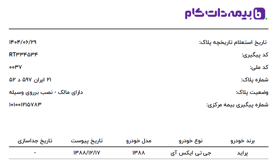 تسریع فرآیند استعلام تاریخچه پلاک با سامانه جدید بیمه دات کام