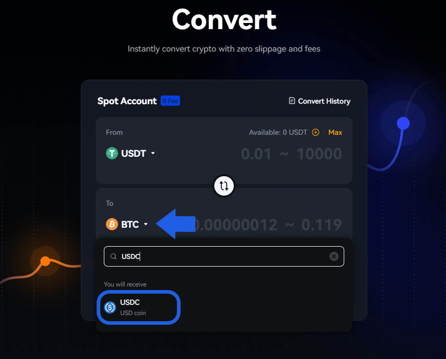 روش تبدیل استیبل‌ کوین‌ها به یکدیگر در صرافی Toobit