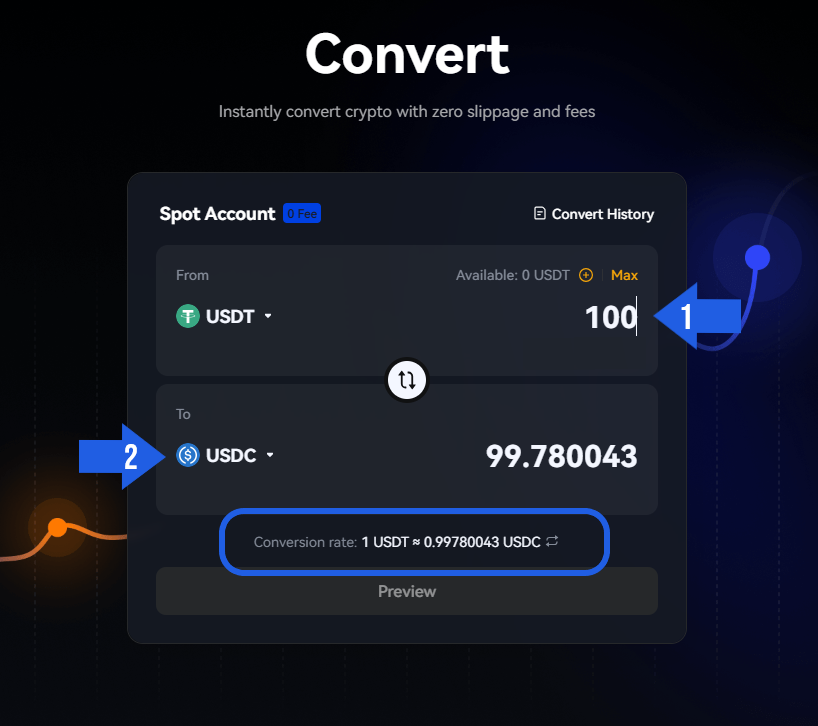 روش تبدیل استیبل کوینها به یکدیگر در صرافی Toobit