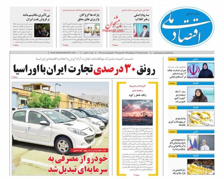 صفحه اول روزنامه های اقتصادی ۳ مهر ۱۴۰۴