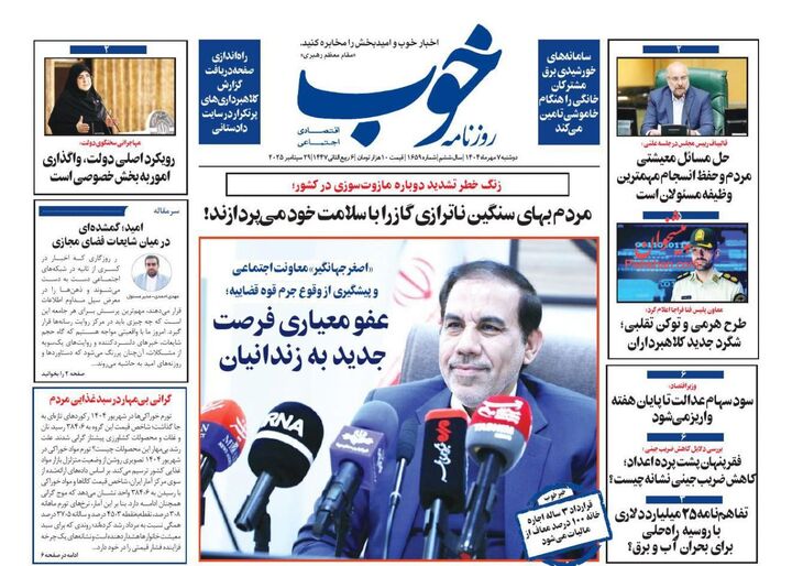 صفحه اول روزنامه های اقتصادی ۷ مهر ۱۴۰۴