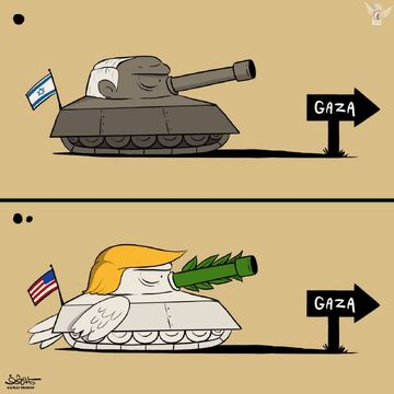 واکنش کاریکاتوری کمال شرف به طرح صلح ادعایی ترامپ برای غزه