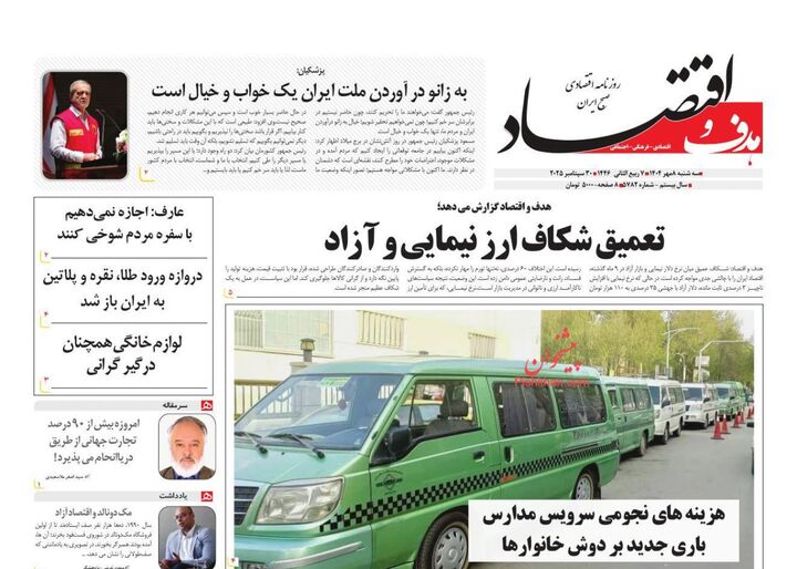 صفحه اول روزنامه های اقتصادی ۸ مهر ۱۴۰۴