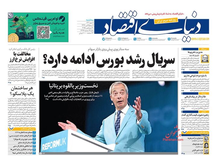 صفحه اول روزنامه های اقتصادی ۸ مهر ۱۴۰۴