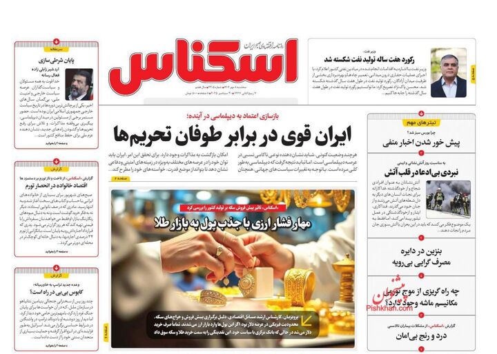 صفحه اول روزنامه های اقتصادی ۸ مهر ۱۴۰۴
