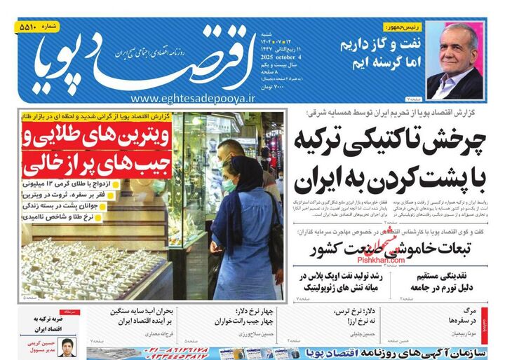 صفحه اول روزنامه های اقتصادی ۱۲ مهر ۱۴۰۴