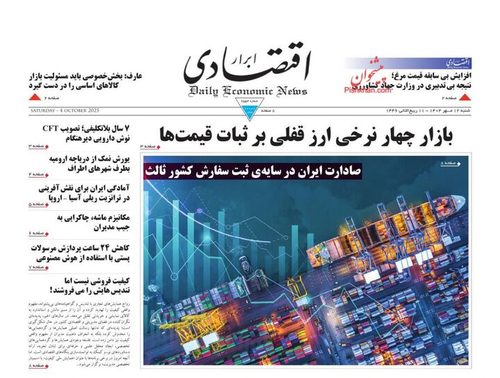 صفحه اول روزنامه های اقتصادی ۱۲ مهر ۱۴۰۴