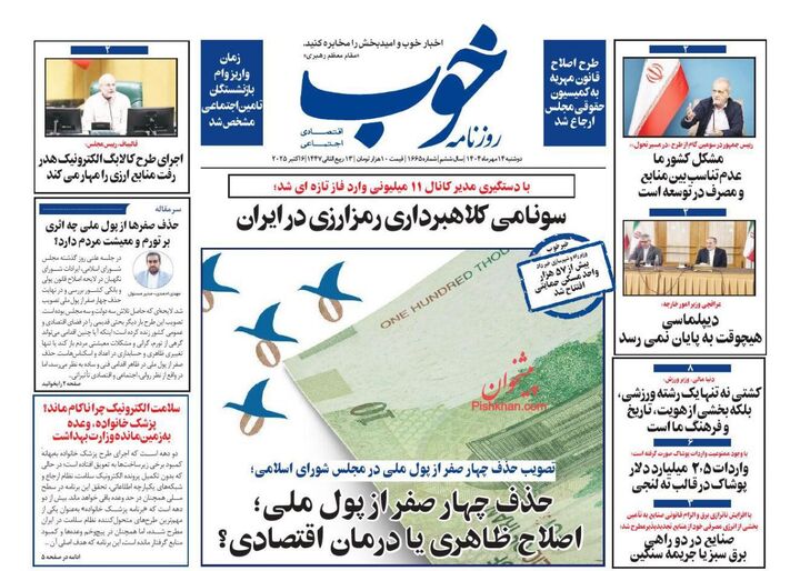 صفحه اول روزنامه های اقتصادی ۱۴ مهر ۱۴۰۴