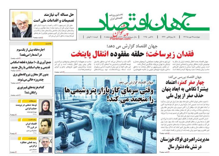 صفحه اول روزنامه های اقتصادی ۱۶ مهر ۱۴۰۴