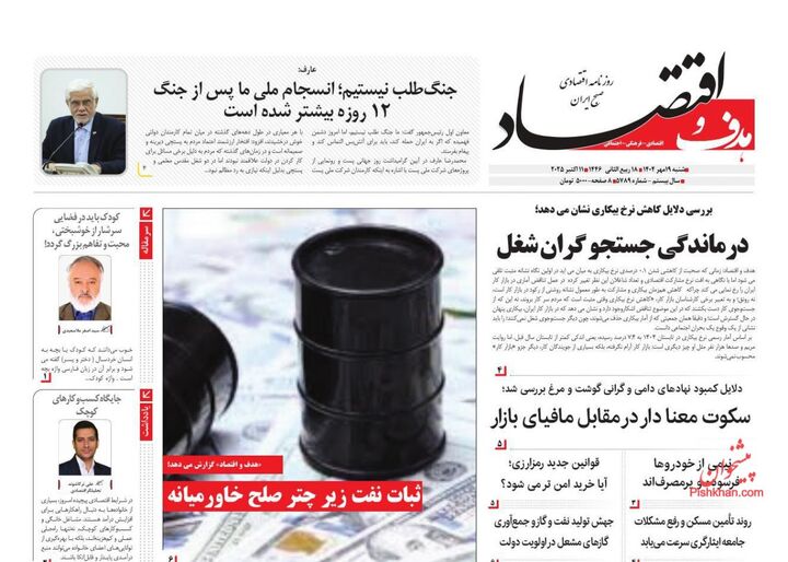 صفحه اول روزنامه های اقتصادی ۱۹ مهر ۱۴۰۴