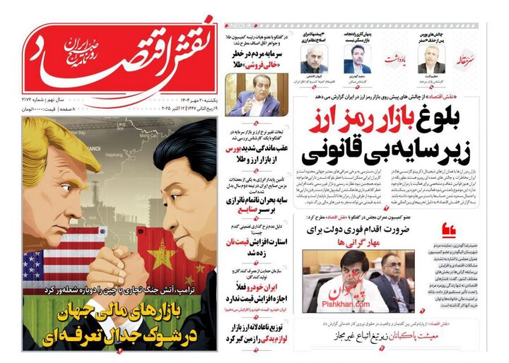 صفحه اول روزنامه های اقتصادی ۲۰ مهر ۱۴۰۴