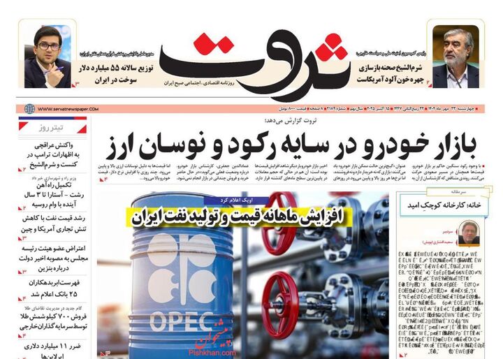 صفحه اول روزنامه های اقتصادی ۲۲ مهر ۱۴۰۴