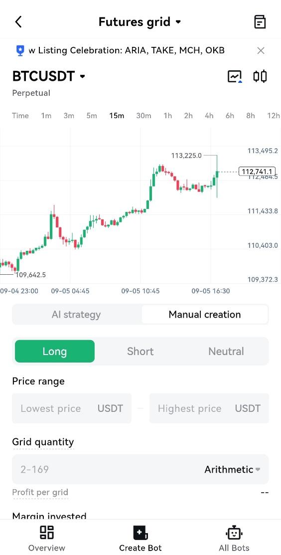 آموزش گرید تریدینگ صرافی Toobit در نسخه موبایل