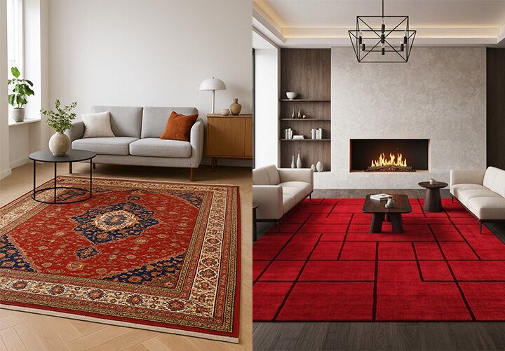 راز ست کردن دکوراسیون با فرش قرمز