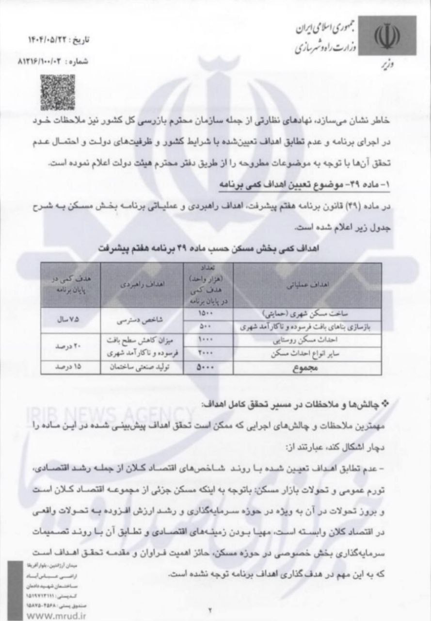 عقبنشینی وزارت راه از تعهدات مسکن در برنامه هفتم!