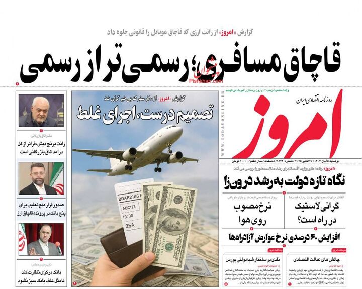 صفحه اول روزنامه های اقتصادی ۵ آبان ۱۴۰۴
