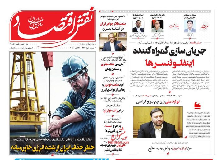 صفحه اول روزنامه های اقتصادی ۶ آبان ۱۴۰۴