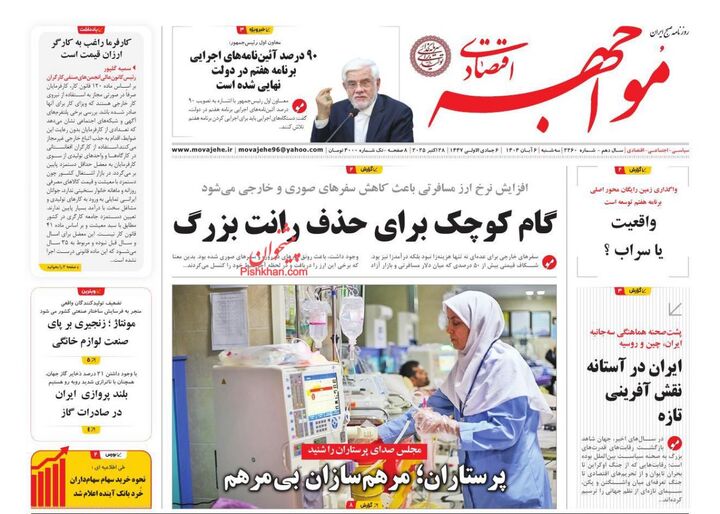صفحه اول روزنامه های اقتصادی ۶ آبان ۱۴۰۴