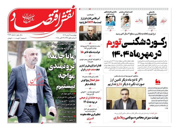 صفحه اول روزنامه های اقتصادی ۷ آبان ۱۴۰۴
