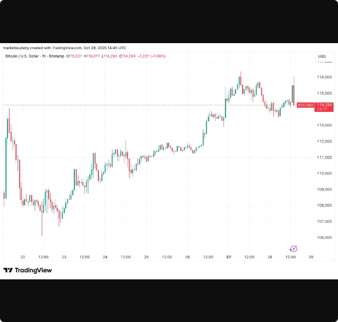 قیمت بیت‌ کوین به ۱۱۶,۰۰۰ دلار رسید، هدف بعدی چیست؟