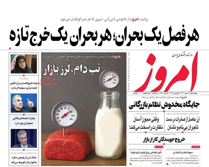 صفحه اول روزنامه های اقتصادی ۱۴ آبان ۱۴۰۴