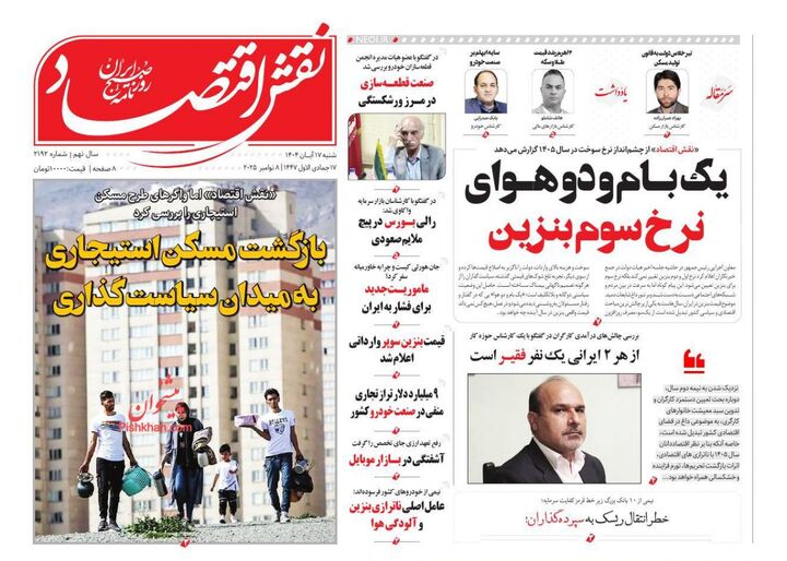 صفحه اول روزنامه های اقتصادی ۱۷ آبان ۱۴۰۴