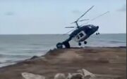 تصاویر سقوط بالگرد روسیه در ساحل خزر