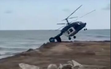 تصاویر سقوط بالگرد روسیه در ساحل خزر