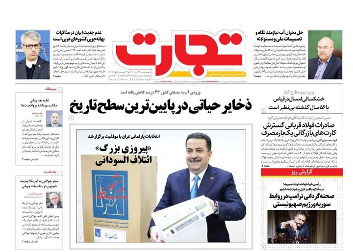 صفحه اول روزنامه های اقتصادی ۲۲ آبان ۱۴۰۴
