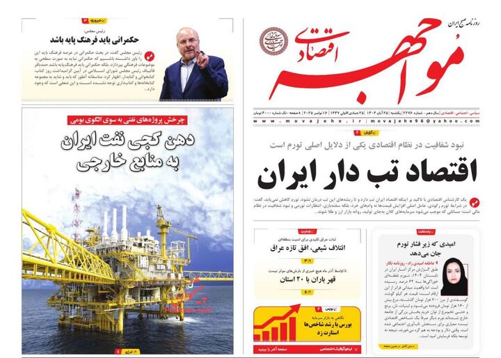 صفحه اول روزنامه های اقتصادی ۲۵ آبان ۱۴۰۴