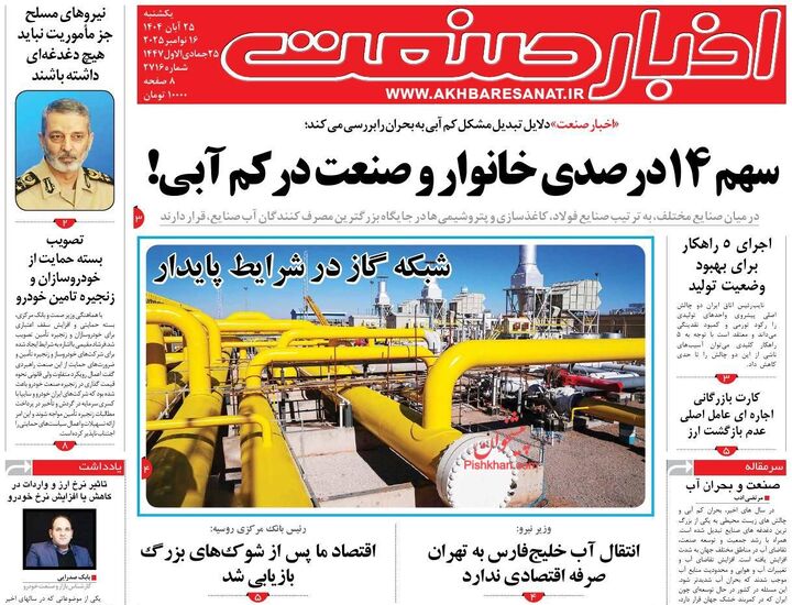 صفحه اول روزنامه های اقتصادی ۲۵ آبان ۱۴۰۴