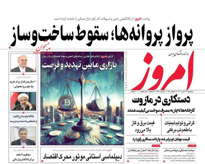 صفحه اول روزنامه های اقتصادی ۲۶ آبان ۱۴۰۴