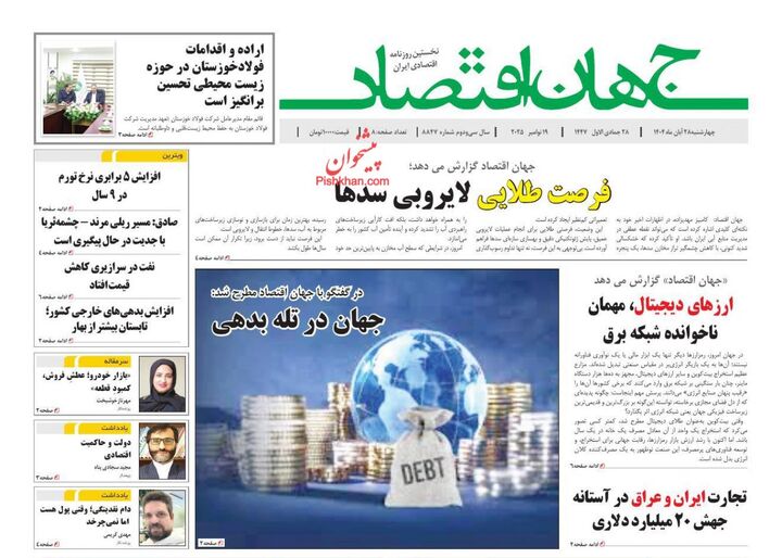 صفحه اول روزنامه های اقتصادی ۲۸ آبان ۱۴۰۴