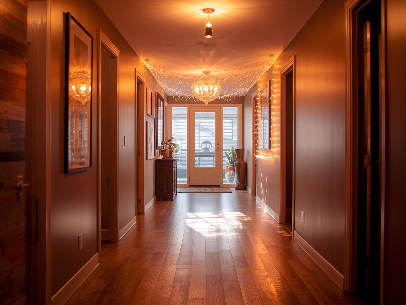 نورپردازی راهرو با استفاده از نور عمومی و ریسه‌های LED