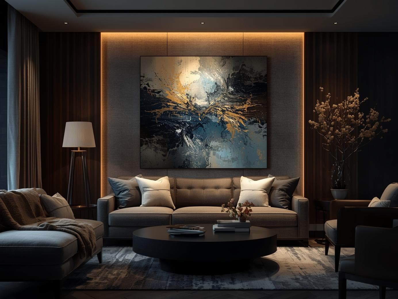 نور تاکیدی بر تابلو هنری برای ایجاد تاثیر بصری بیشتر