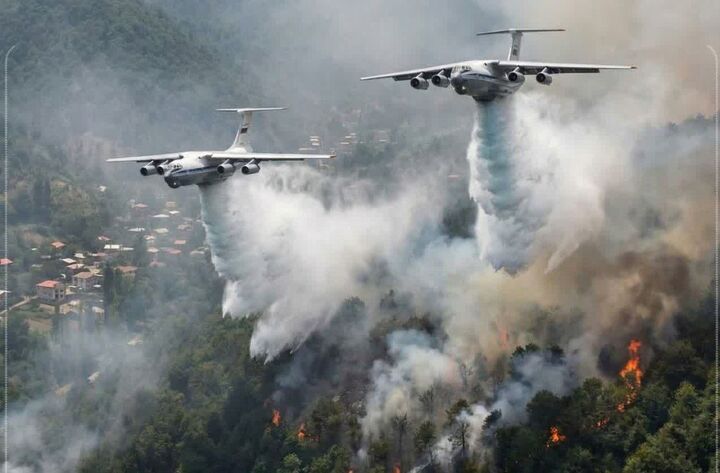 ۲ هواپیما هوا و فضای سپاه برای مهار هوایی آتش‌سوزی جنگل چالوس پای کارآمد