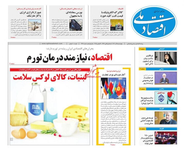 صفحه اول روزنامه های اقتصادی ۵ آذر ۱۴۰۴