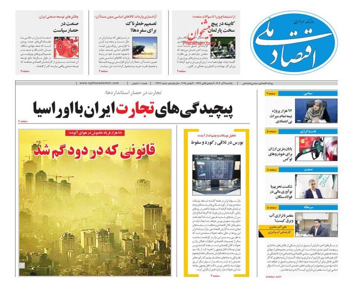 صفحه اول روزنامه های اقتصادی ۹ آذر ۱۴۰۴