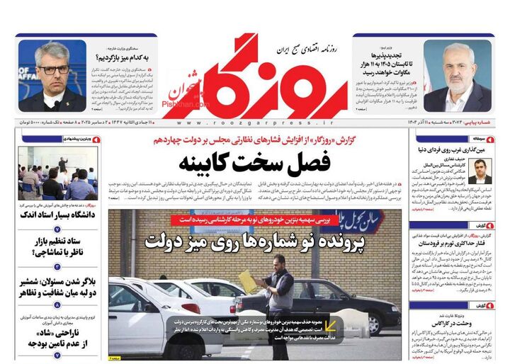 صفحه اول روزنامه های اقتصادی ۱۱ آذر ۱۴۰۴