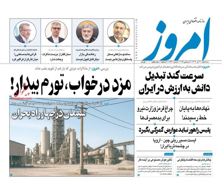 صفحه اول روزنامه های اقتصادی ۱۱ آذر ۱۴۰۴