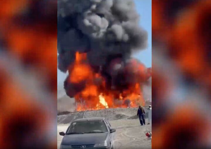 آتش‌سوزی شدید انبار دپوی سوخت قاچاق در شهرستان سرباز