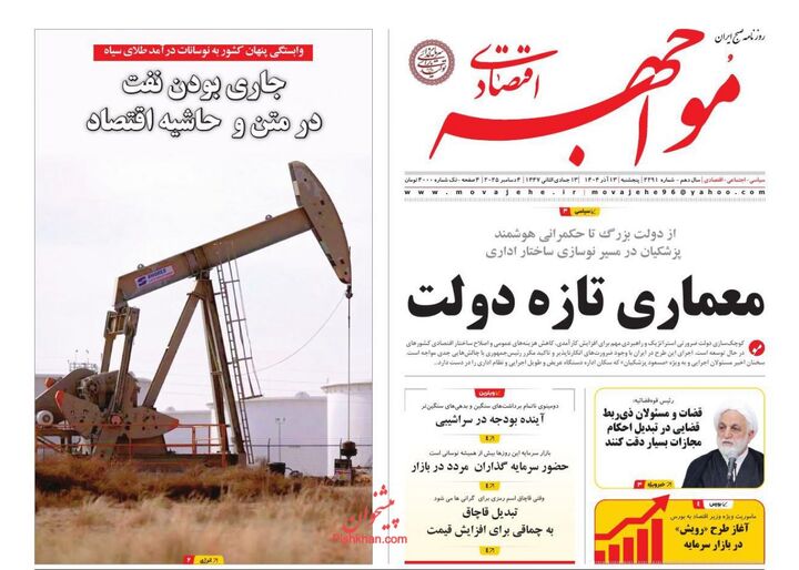 صفحه اول روزنامه های اقتصادی ۱۳ آذر ۱۴۰۴