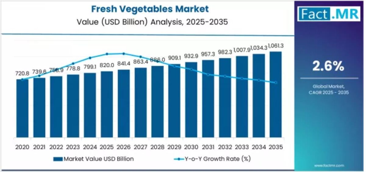 ارزش ۸۲۰میلیارد دلاری بازارجهانی سبزیجات تازه؛ آسیا و اقیانوسیه بازار را رهبری میکند ارزش ۸۲۰میلیارد دلاری بازارجهانی سبزیجات تازه؛ آسیا و اقیانوسیه بازار را رهبری میکند