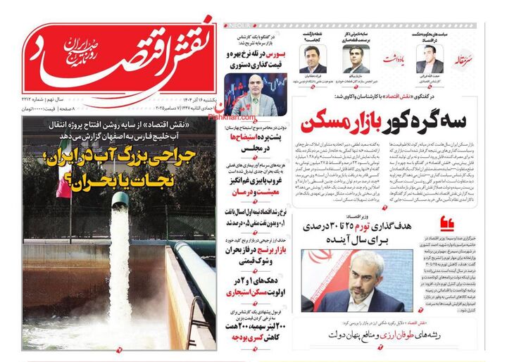 صفحه اول روزنامه های اقتصادی ۱۶ آذر ۱۴۰۴