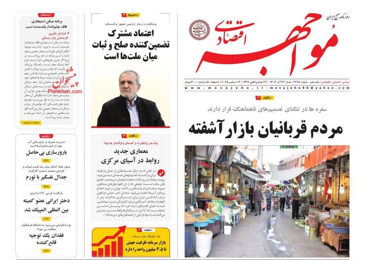 صفحه اول روزنامه های اقتصادی ۲۲ آذر ۱۴۰۴
