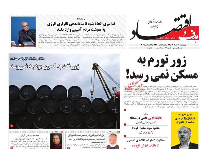 صفحه اول روزنامه های اقتصادی ۲۳ آذر ۱۴۰۴