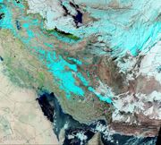 تصویر ماهواره‌ای ظهر امروز ناسا از پوشش برف در ایران
