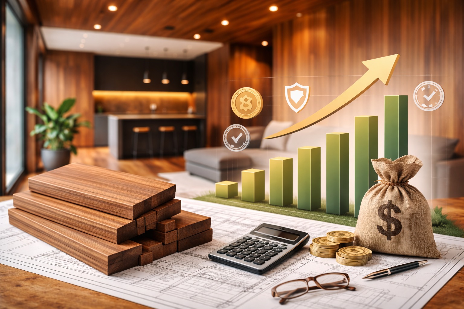 آمار مصرف چوب‌ ترمو خارجی در طراحی داخلی در سال ۱۴۰۴