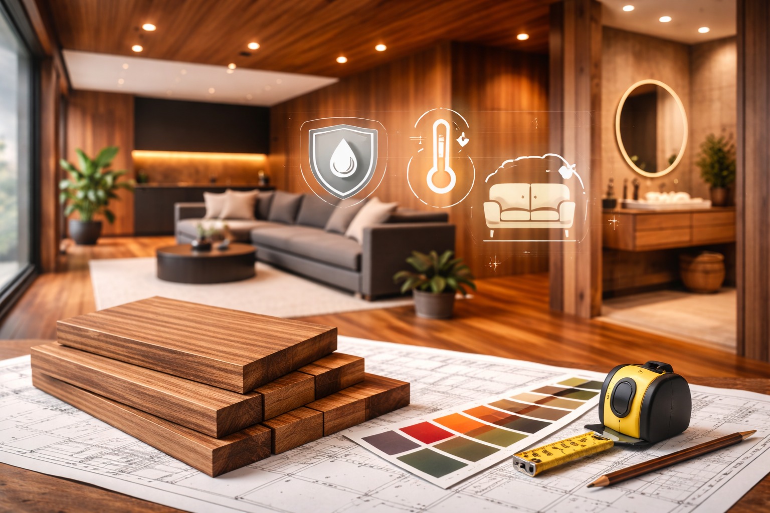 آمار مصرف چوب‌ ترمو خارجی در طراحی داخلی در سال ۱۴۰۴