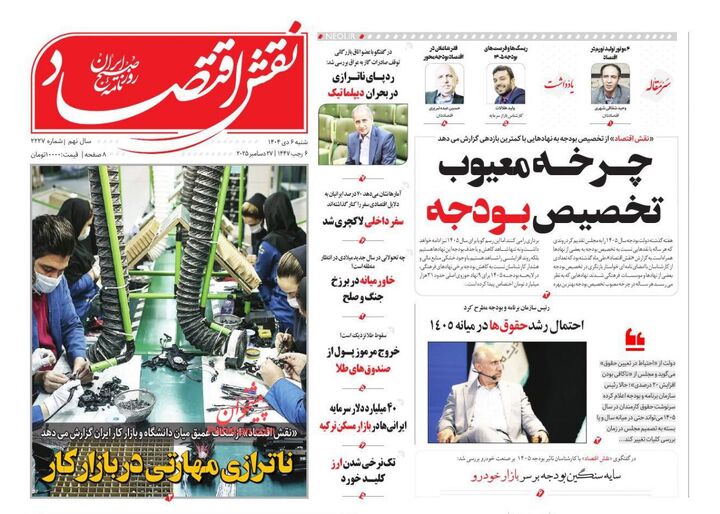 صفحه اول روزنامه های اقتصادی ۶ دی ۱۴۰۴
